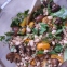 Super easy farro salad with roasted mushrooms!
